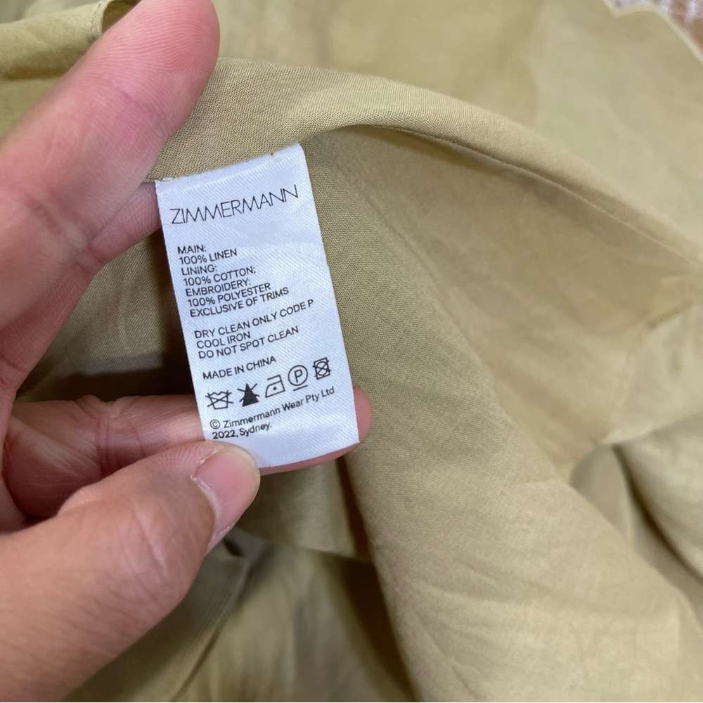 Zimmermann Jude Scallop Midi Linen Dress Size 1 Color Tan - Picture 11 of 16